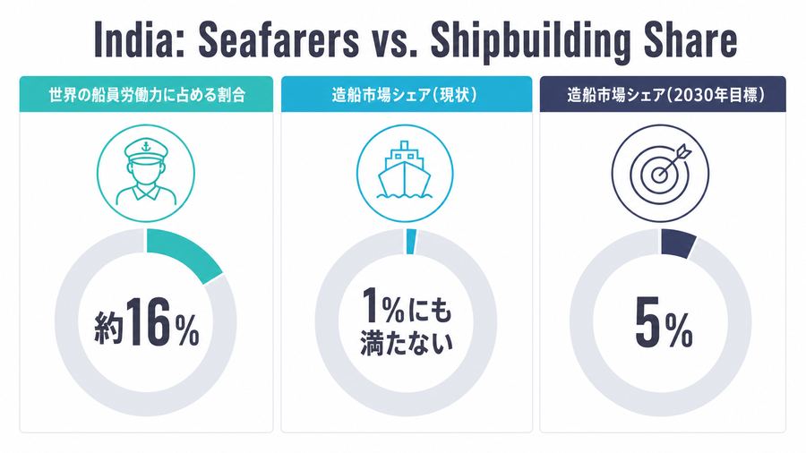 India: Seafarers vs. Shipbuilding Share