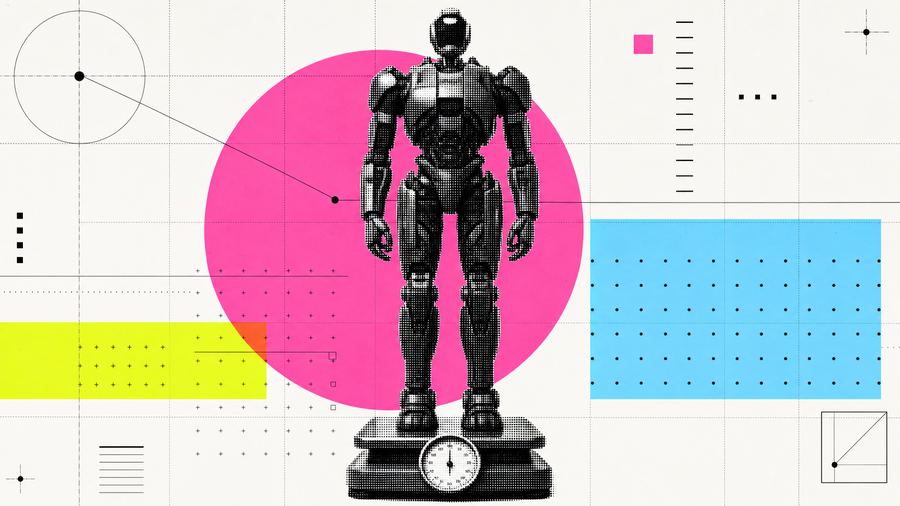 体重計に乗る等身大ヒューマノイドロボット